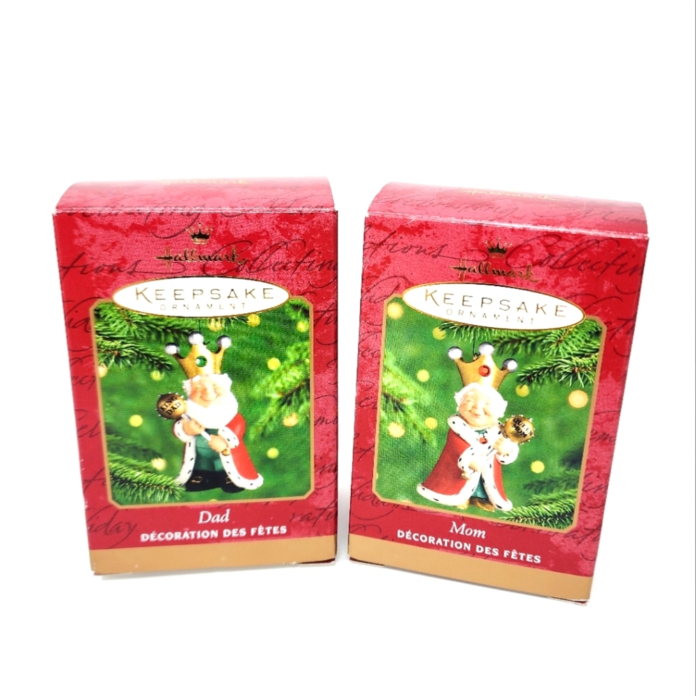 Hallmark Keepsake King Dad and Queen Mom Mini Ornaments